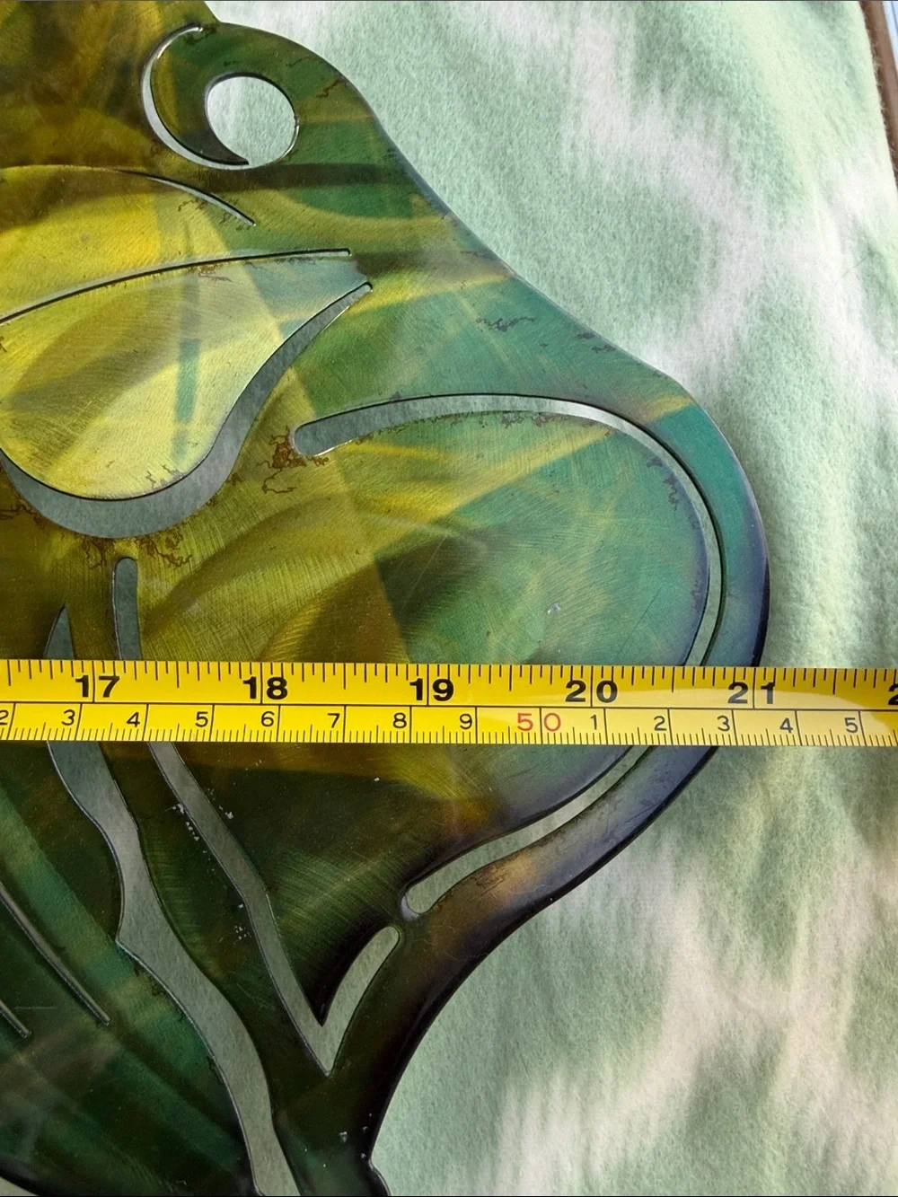 3D Cut Steel Bass Fish Wall Art - Green Yellow Metal Fish Sculpture